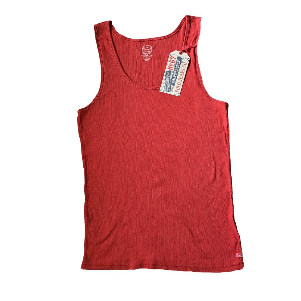 NWT POLO JEANS Burnt Orange Ribbed Cotton Tank XL